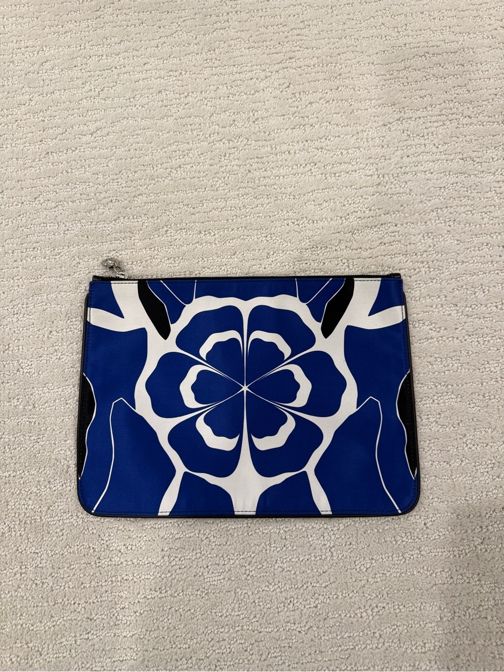 Alexander McQueen flower print silk clutch pouch skull zipper